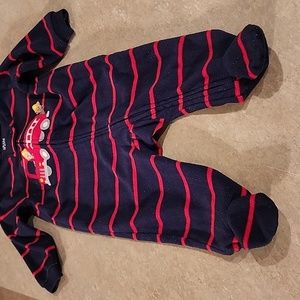 CHILD OF MINE by CARTER'S One Piece Red & Navy Stripe Sleeper Size 3-6 months